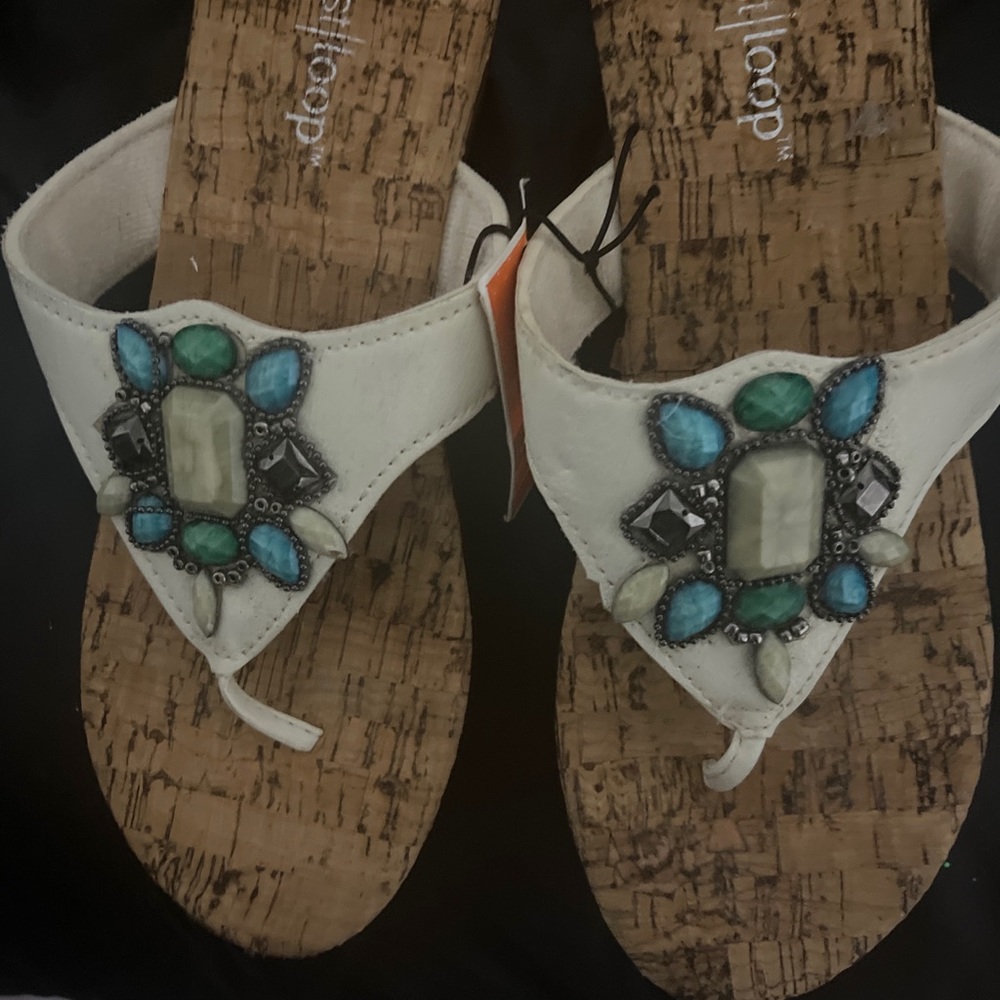 Trendy jeweled comfort cork wedge shoes. New with tags sz 5-6